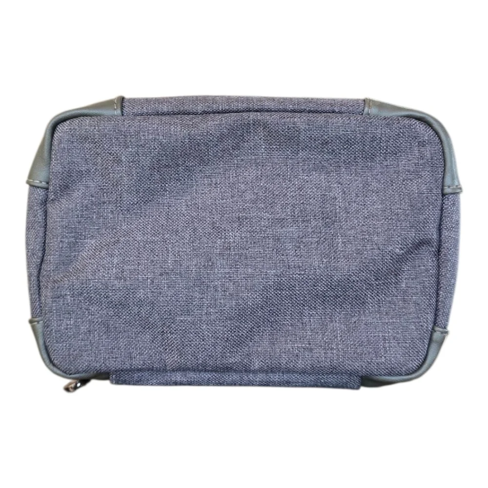 Bvlgari Parfums Set Of 2 Gray Canvas Zip Cosmetic Toiletry Cases